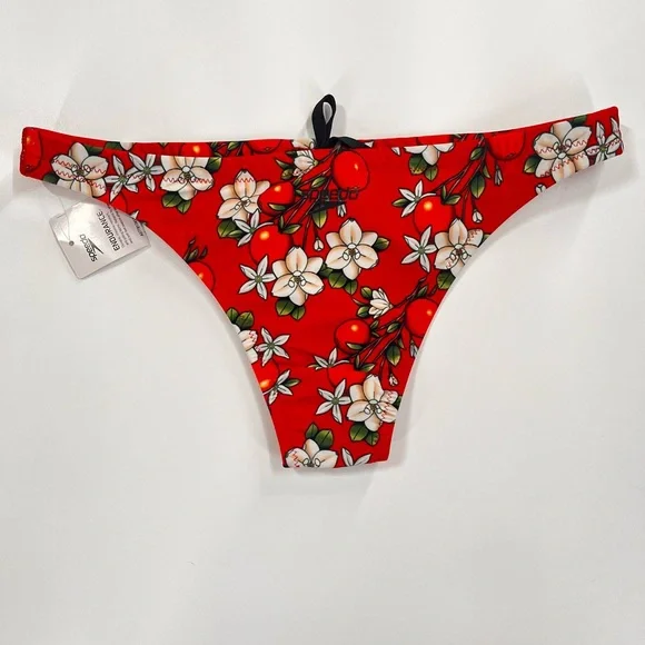 NWT Speedo Endurance Floral Print Red Cheeky Bikini Bottoms New With Tags Small - Picture 6 of 6